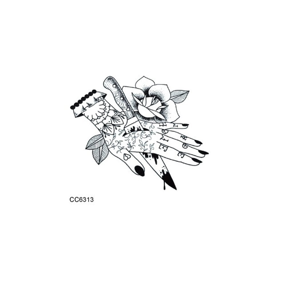 Newest Joywa Waterproof Tattoo Stickers Bad Girl Wind Dark Series Tattoos Hand Painted Lines Black And White Tattoo Stickers Walmart Canada