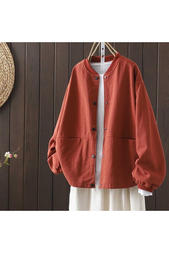 Women's Windbreaker Jacket With Big Pockets Lightweight Water-Resistant Polyester Outdoor Casual Loose Fit
