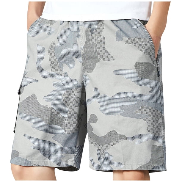 Pantalones Cortos Casuales de Camuflaje Imprimidos Sueltos Capris, Pantalones de Algodón de Pierna Recta para Uso Al Aire Libre, Ocio Y Verano Diario