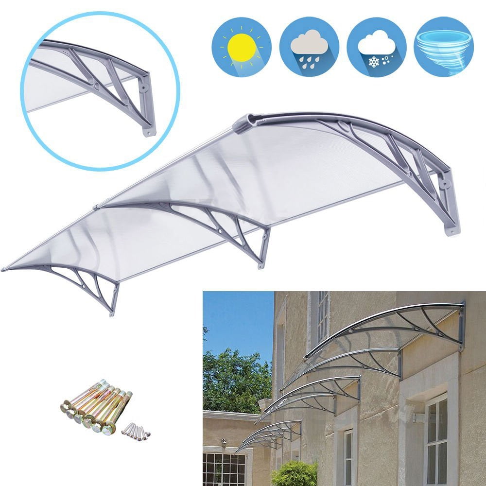 Zimtown 80 X 40 Outdoor Front Door Window Awning Patio Eaves Zimtown 80 X 40 Outdoor Front Door Window Awning Patio Eaves Canopy Pc Cover Uv Rain Snow Protection White Gray Com