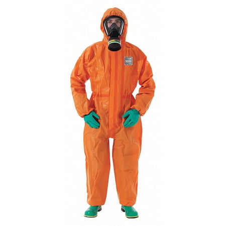 Ansell Hooded Coverall,Elastic,Orange,L,PK6 OR50-T-92-111-04