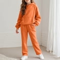 thumbnail image 2 of Zanarzt Girls Clothes 2 Piece Kids Sweatsuit 2 Piece Outfits for Girls Athletic Sweatshirt Sweatpants Cozy Fleece Jogger Set Orange,11-12 Years, 2 of 9