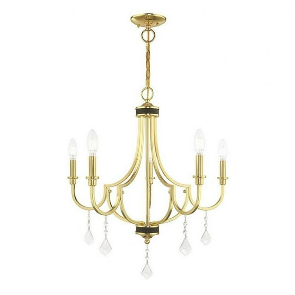 Traditional Five Light Chandelier-Polished Brass Finish Bailey Street Home 218-Bel-3110345