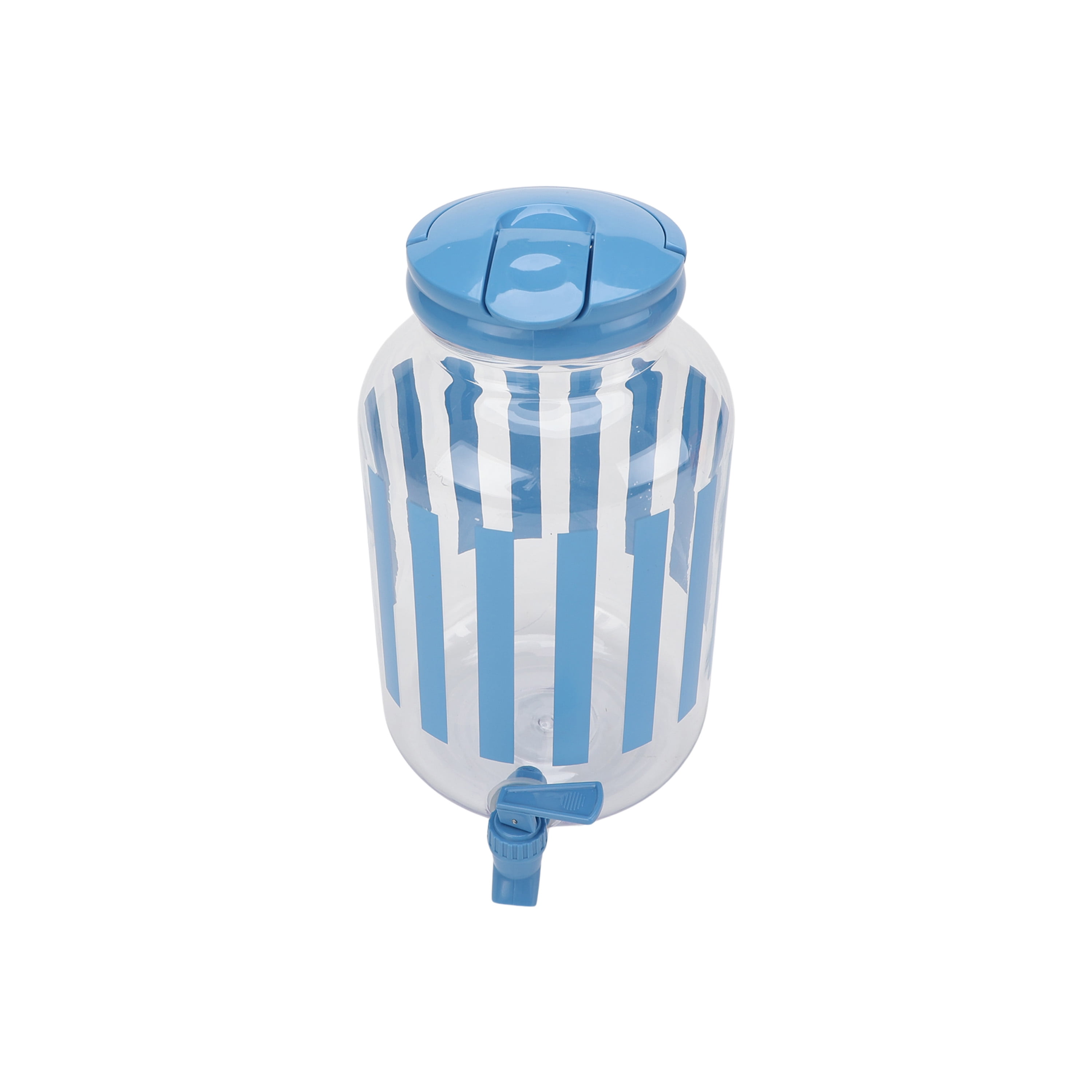 Mainstays Acrylic 1.2 Gallon Leak Proof Beverage Dispenser, Blue Stripe
