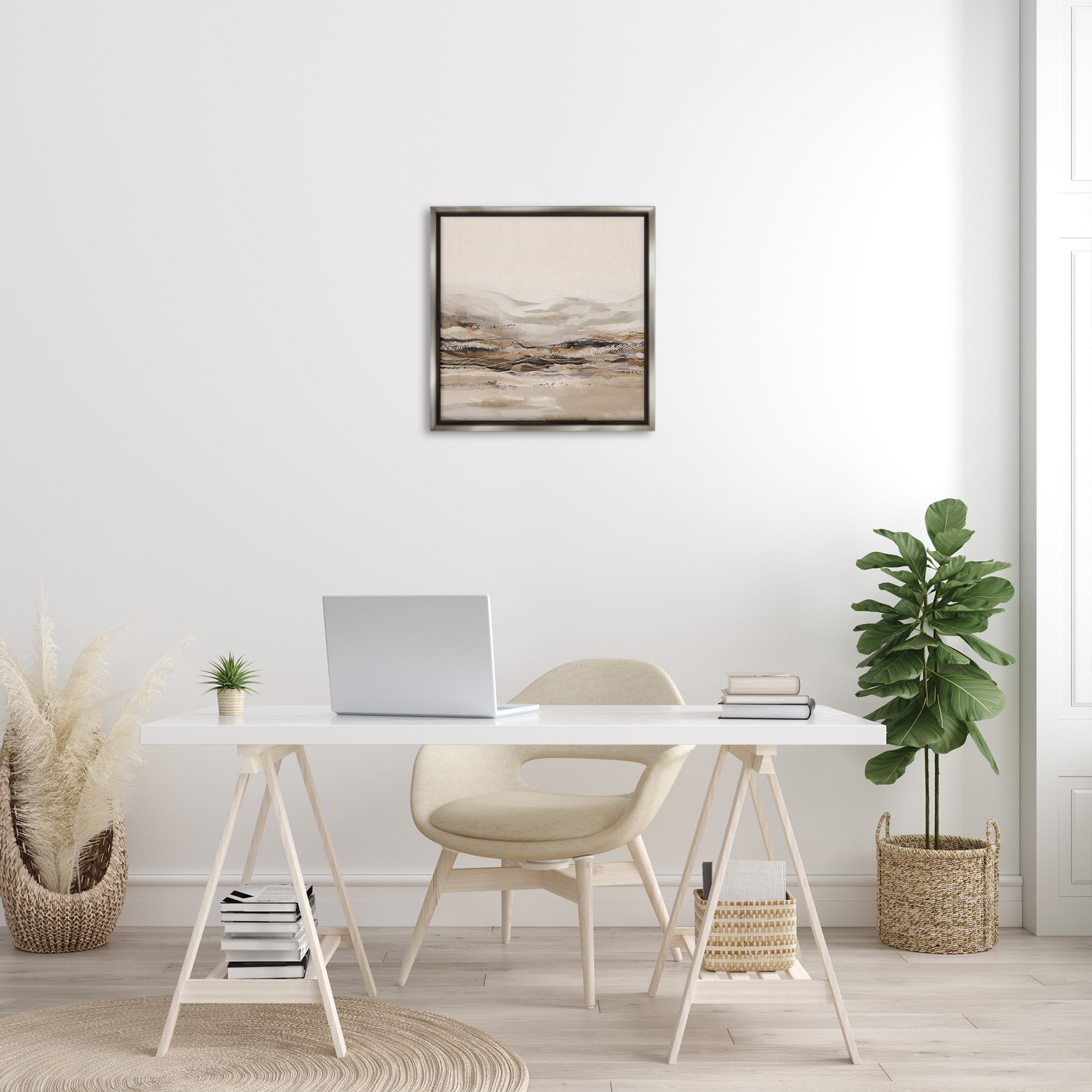 Stupell Industries Abstract Mountains Landscape Landscape Painting Gray Floater Framed Canvas Art Print Wall Art, 25 x 25