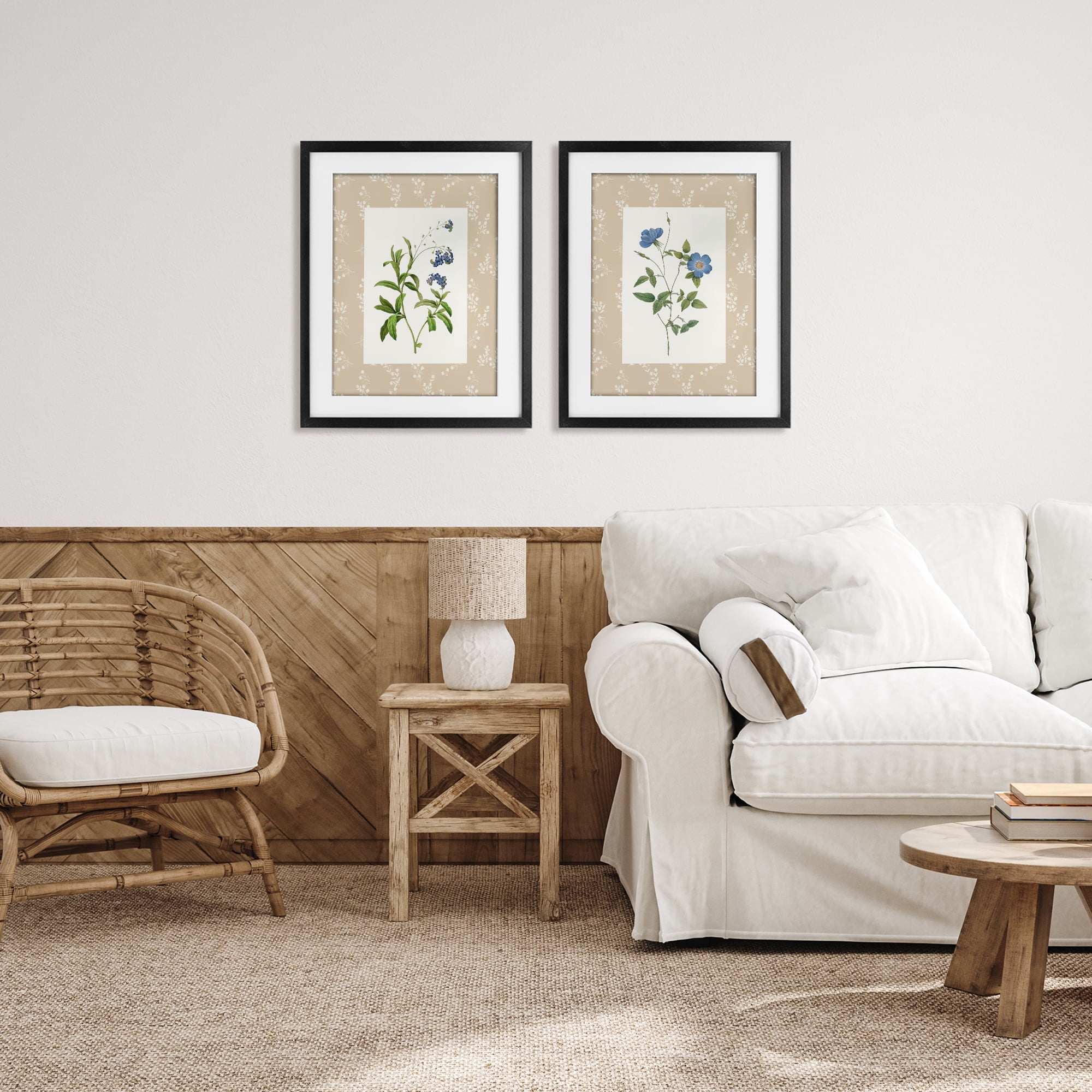 Stupell Industries Herbs on Beige Botanicals 2 Piece Black Framed Print Under Glass Set, design by Val Rhodes