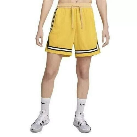 Nike Women's Dri-FIT Fly Crossover Basketball Shorts- Vivid Sulfur/White -(X-Large)