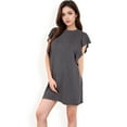 thumbnail image 3 of Women's Ruffle Sleeve Textured Knit Mini Shift Dress- Black,Large, 3 of 7