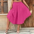 thumbnail image 2 of biudgviw Plus Size Capris for Women Loose Flowy Wide Leg Capri Pants Casual Elastic Waist Cropped Culottes Summer Clothes, 2 of 6