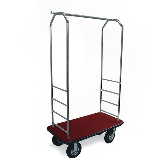 CSL 2000GY-040 Luggage Cart w/ Carpeted Deck - 43"L x 23"W x 72 1/2"H, Chrome