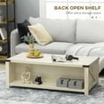 thumbnail image 4 of HomCom Industrial Coffee Table with 1 Drawer, 2 Open Storage Shelves, and a Modern Farmhouse Style, Oak, 4 of 9