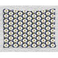 thumbnail image 1 of Floral Tapestry, Scandinavian Style Eight-Petal Flower Vertical Alignment, Wall Hanging for Bedroom Living Room Dorm Decor, 80W X 60L Inches, Night Blue Off White and Earth Yellow, by Ambesonne, 1 of 2