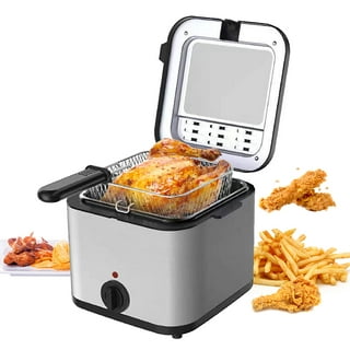 Miumaeov Electric Deep Fryer with Basket 2.5L Oil Capacity Fish Fryer with  Temperature Control Removable Lid Stainless Steel for Home Outdoor Cooking