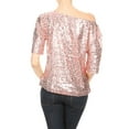 thumbnail image 2 of Womens Short Sleeve One Shoulder Sparkly Glitter Sequin Top Shirt, 2 of 5