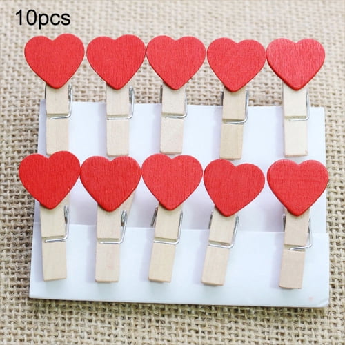 5Pcs/10Pcs Mini Hearts Wooden Pegs Photo Clips Craft Wedding Party Home Decor H0 