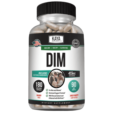 Kaya Naturals DIM Ultra | Supplement for Women and Men | Vegetable Capsules with Broccoli Extract & BioPerine | Herbal Supplement for Hormonal Support, Acne, Menopause, and Prostate – 180 Count