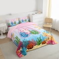 thumbnail image 3 of Feelyou Kawaii Ocean Axolotl Queen Comforter Set for Teens, Initial A Letter Bedding Sets, Dreamy Marine Animal Reversible Bedding Comforter Set, Breathable Home Decor, 3pcs, 3 of 8