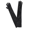thumbnail image 2 of NYFASHION101 Women's Fashionable Classy Elbow Length Satin Gloves 12BL, Jet Black, 2 of 3
