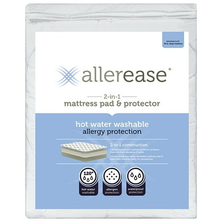 AllerEase 2-in-1 Mattress Pad with Removable Hot Water Washable Top Pad, Twin-XL