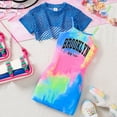 thumbnail image 2 of Gelikeya Girls 2 Piece Tie Dye Camisole Pencil Dress with Short Sleeve Mesh Crop Tee Top Set Summer Cute Outfits 3-8Y (Z03 Blue, 3-4 Years), 2 of 8