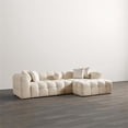 thumbnail image 4 of Phoenix Mid Century Living Room Puffy Sectional Fabric Sofa in Ivory Boucle, 4 of 6