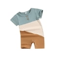 thumbnail image 2 of Caoirhny Baby Girls Boys Romper Contrast Color Buttons Short Sleeve Crew Neck Jumpsuits Summer Casual Clothes Infant Bodysuits, 2 of 10