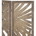 thumbnail image 4 of MyGift 3-Panel Brown Wood Room Divider, Tropical Palm Leaf Cutout Design, 4 of 6