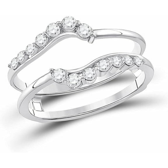 Elegant 925 Sterling Silver 14K White Gold Over Moissanite Diamond Solitaire Enhancer Ring Guard Wrap Jacket for Women's