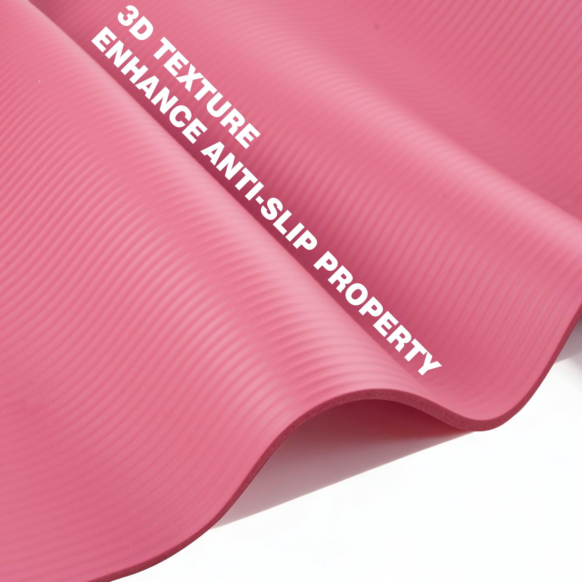72”x24”x10mm pink NBR yoga mat for exercise pilates stretching meditation