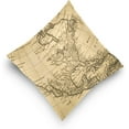 thumbnail image 5 of Old Map North American Velvet Plush Throw Pillow Cushion Case Cover - 16" x 16" - Invisible Zipper Home Decor Floral for Couch Sofa No Pillow Insert, 5 of 5