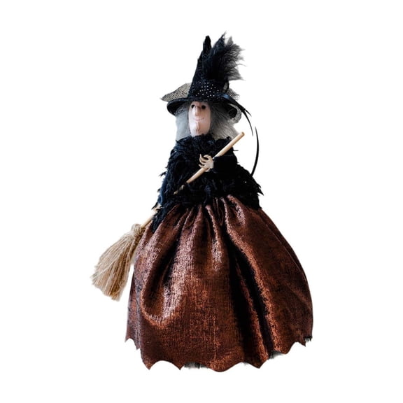 Halloween Witch Doll, Vintage Cloth Folk Art Figurine, Witch Home Decor, Whimsical Halloween Tabletop Ornament, Unique Gift