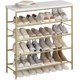 thumbnail image 1 of Organizador de zapatos de metal, 5 niveles con tablero superior de MDF, estante organizador de almacenamiento para zapatos, para entrada, pasillo y armario, 1 of 6