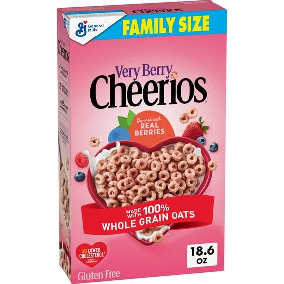 Very Berry Cheerios, Heart Healthy Gluten Free Breakfast Cereal, Family Size, 18.6 oz