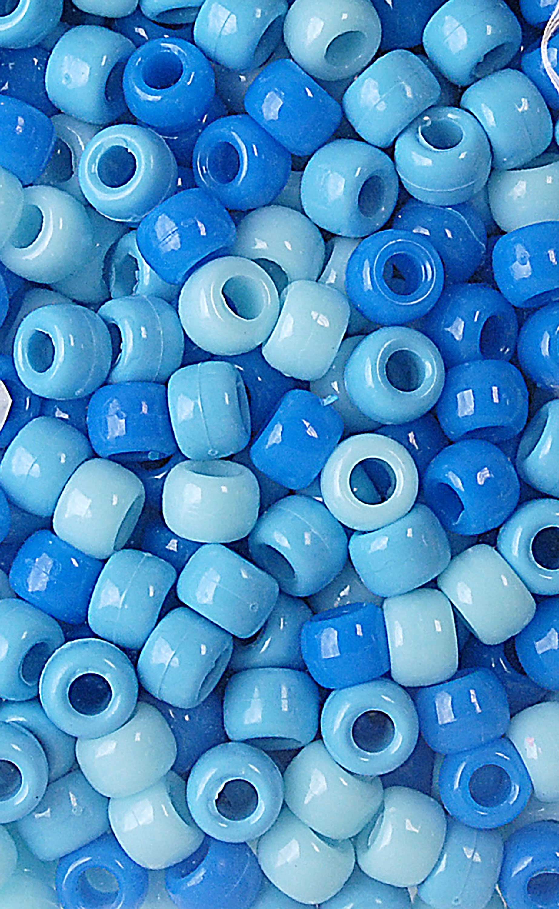 (3 pack) Hello Hobby Pony Bead Mix, Blue, 500 Pieces, Plastic Craft Beads for Jewelry Making and DIY Projects