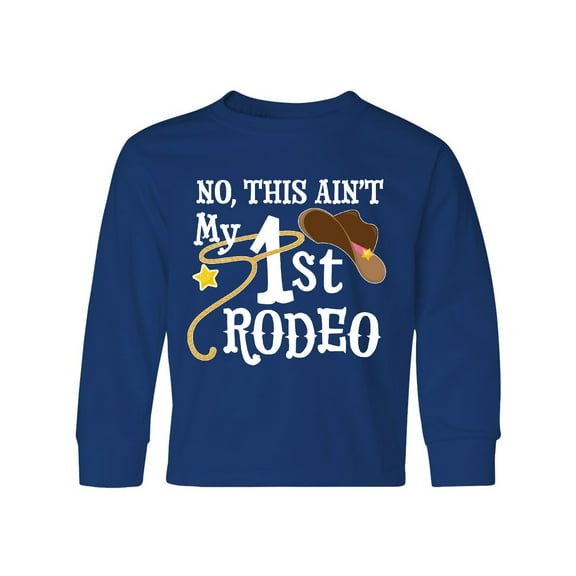Inktastic No, This Ain't My 1st Rodeo Cowboy Hat and Lasso Long Sleeve Youth T-Shirt