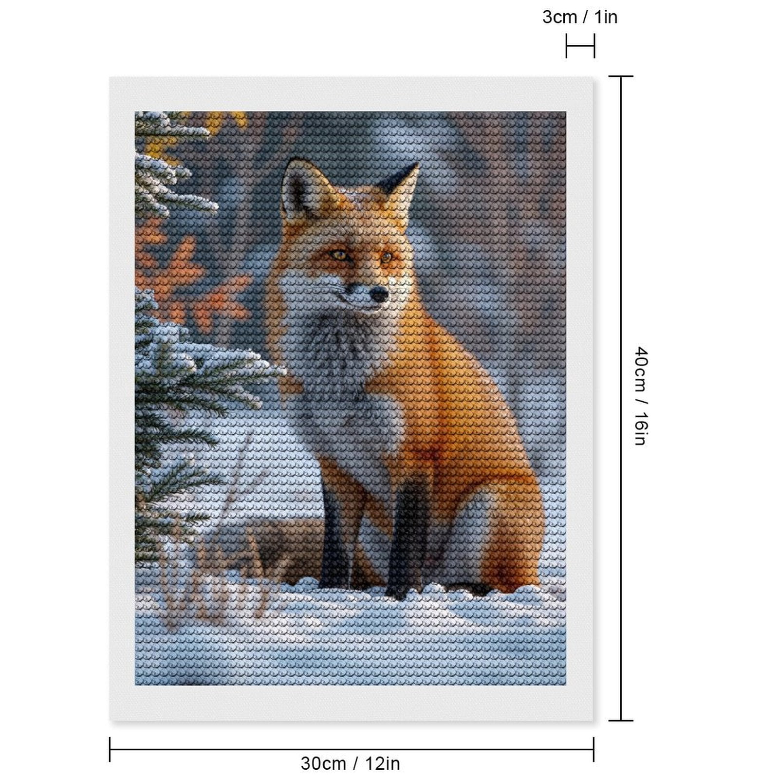 Diamond Art Kits for Adults, Fox Snow Sitting Winter Scene 5D Diamond Painting Kits for Adults Beginners, DIY Full Drill Diamond Painting, Gem Art and Crafts 12x16