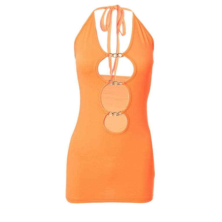 Women Sexy Bodycon Dress Hollow Out Halter Neck Backless Women Sexy Bodycon Dress Hollow Out Halter Neck Backless