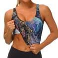 thumbnail image 3 of Daiia Rainbow Astronaut Space Landscape Printed Women's Sports Bra, Breathable Activewear Bra with U-Back Design and Removable Pads, Comfortable and Supportive for Yoga, Workout-Small, 3 of 8