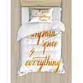 thumbnail image 1 of Pumpkin Spice Duvet Cover Set Twin Size, Tangerine Tones Ombre Brush Lettering on Plain Background, Decorative 2 Piece Bedding Set with 1 Pillow Sham, Vermilion Marigold and White, by Ambesonne, 1 of 3