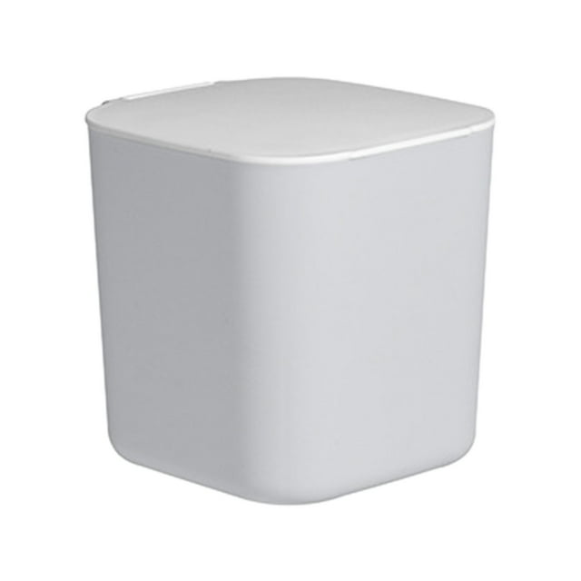Grey Desktop Small Trash Can With Lid, Non Slip Base, Odor Isolation, Compact Design For Office, Bedroom, Car, Study Area 4.72X4.13X4.13In 0.348Lb
