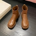 thumbnail image 5 of Khaki Female Fashionable Short Boots With Solid Color And Round Toe For Outdoor Indoor, 5 of 9