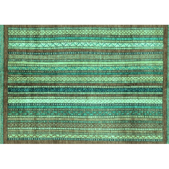 Ahgly Company Indoor Rectangle Abstract Turquoise Blue Modern Area Rugs, 7' x 9'