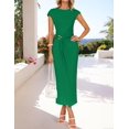 thumbnail image 3 of Vestido de verano ZESICA 2025 para mujer, cuello alto, ajustado, verde, 3 of 7