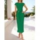 thumbnail image 3 of Vestido de verano ZESICA 2025 para mujer, cuello alto, ajustado, verde, 3 of 7