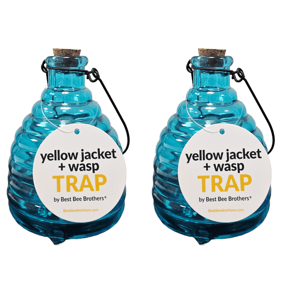 Best Bee Brothers Colorful Glass Yellow Jacket and Wasp Trap, Outdoor Hanging Wasp and Hornet Trap - (2 Pack)