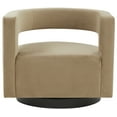 thumbnail image 3 of SAFAVIEH Couture Edgar Modern Velvet Solid Swivel Armchair, Light Brown/Black, 3 of 7