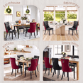 thumbnail image 3 of EHANCIS Modern Tufted PU Leather & Velvet Upholstered Dining Chairs, Set of 2, Kitchen Side Chairs with Nailhead Trim & Solid Wood Legs, WineRed/Black, 3 of 10