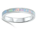 thumbnail image 4 of CHOOSE YOUR COLOR White Simulated Opal Eternity Stackable Thumb Ring 925 Sterling Silver Band CZ Female Size 11, 4 of 4