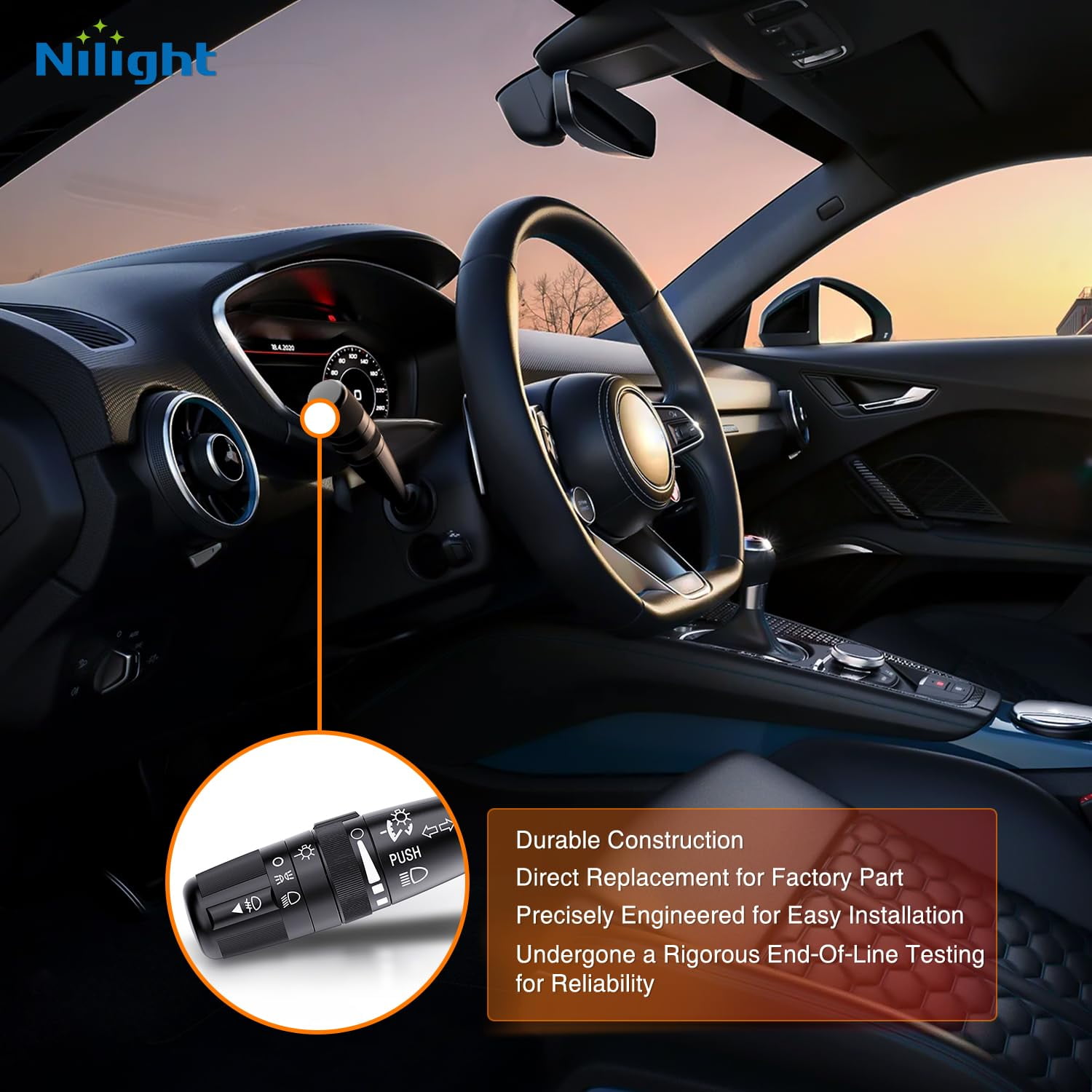Nilight Turn Signal Switch Compatible with 2007-2018 Jeep Wrangler Compass Patriot 2008-2010 Grand Cherokee Liberty 2007-2014 Dodge Avenger Nitro 2007-2010 Chrysler PT Cruiser Sebring
