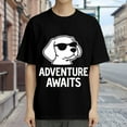 thumbnail image 3 of Black T Shirts for Men, Adventure Awaits, Sunglasses Dog Print 1 Mens Graphic Tees, 24816367,XXL, 3 of 8